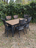 Black Dining Table & Six Chippy Chairs