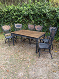 Black Dining Table & Six Chippy Chairs